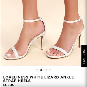 *NWT* Lulu’s White Lizard Ankle Strap Heels